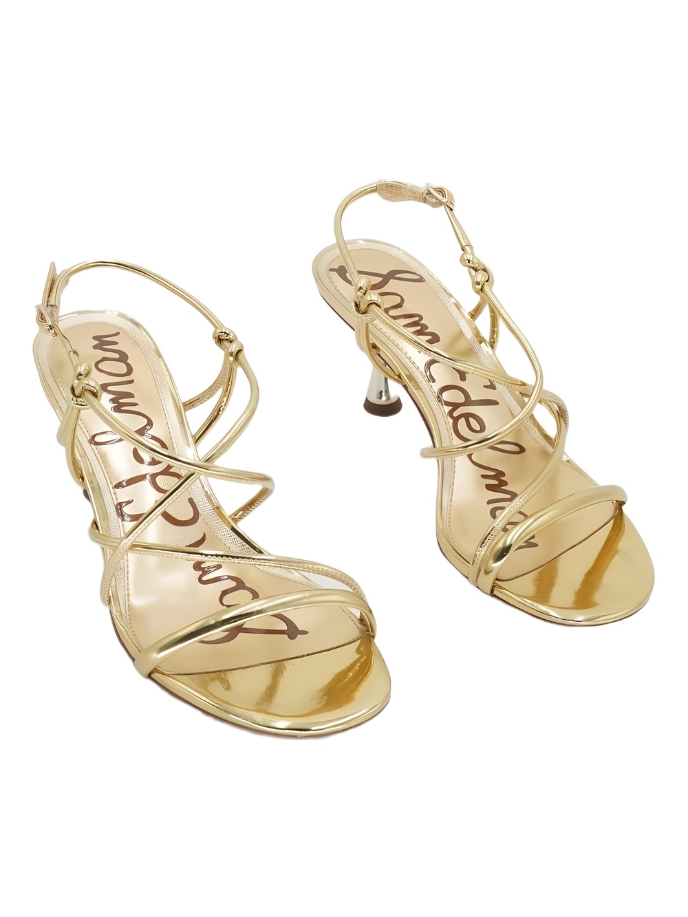 Sam Edelman Womens Riana Strappy Amber Gold Faux Leather Size 8M